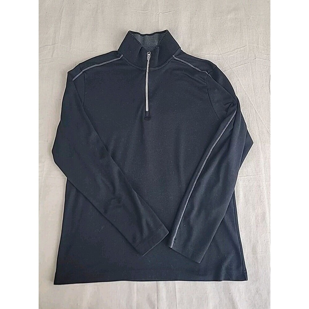Robert Graham Pullover Sweater Mens L‎ Black 1/4 Zip Cott9n Knit Preppy Eclectic